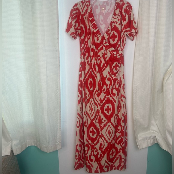 Spartina 449 Junetta Richmond Hill Ikat Orange Boho Midi Dress Size Small - Picture 4 of 16